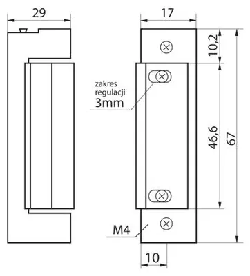 Produktbild von JiS 1411 Elektroschloss 24V DC rewersibel 67x16,5mm