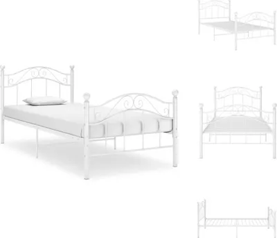 Produktbild von vidaXL Bett Weiß Metall 90x200 cm -  Betten & Bettgestelle