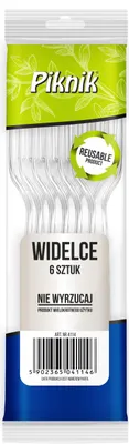 Produktbild von Wiederverwendbare transparente Plastikgabeln 6 Stück Kuchcik 4114