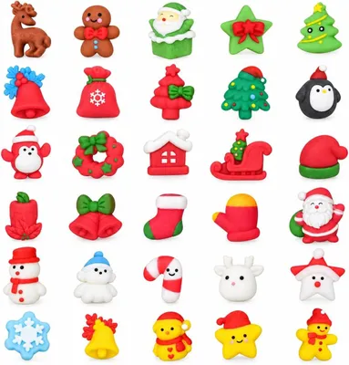 Productafbeelding van Mochi squishies Kerstmis zachte knijpfiguren - Set van 30