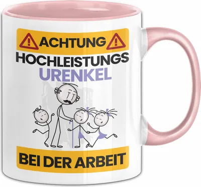 Produktbild von Urenkel Tasse Geschenk Lustiger Spruch Geschenkidee für Urenkel Achtung Hochleistungs Urenkel Bei Der Arbeit (Rosa)