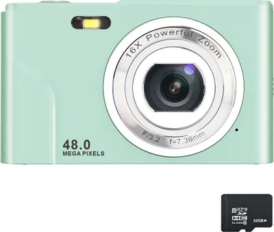 Produktbild von ZELURXX Tragbar Digitalkamera, 32GB Kompaktkamera, grifffreundlich, 48 MP, HD-Display, Zoomobjektiv, IPS-Bildschirm, Grün