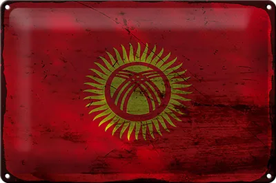 Produktbild von Blechschild Flagge Kirgisistan 30x20cm Kyrgyzstan Rost
