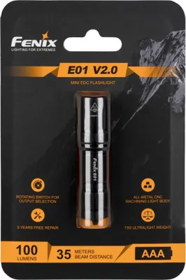 Obrázok produktu pre Fenix E01 V2.0, Baterka, Čierna, 2 m, IP68, LED, 50000 h