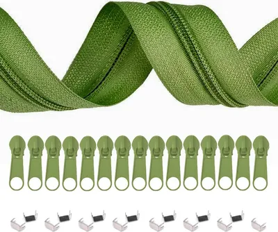 5m Endlos-Reißverschluss 3mm mit 10 Zippern und 15 Endstücke limettengrün