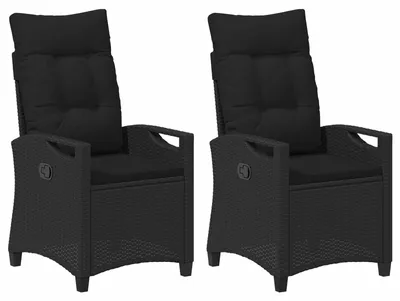 Image de vidaXL Chaise de jardin, lot de 2, noir, 56 x 64 x 94 cm, acier et polyester
