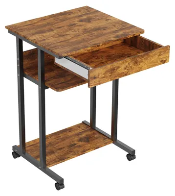 Immagine prodotto di Scrivania per computer - 1 cassetto - 2 ripiani - Struttura in metallo - 51 x 56 x 80 cm - Marrone