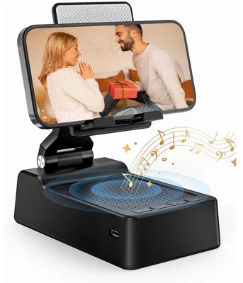 Produktbild von Handyhalter mit Wireless Bluetooth Lautsprecher – Verstellbarer Ständer, Rutschfeste Basis, HD Surround Sound für Zuhause, Büro & Outdoor