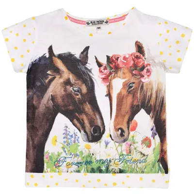 Produktbild von BONDI T-Shirt "Friends" mit Pferde Print 36204 - Weiß | Mädchen Kurzarmshirt Größe: 104