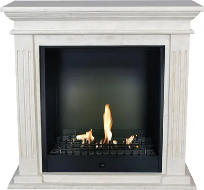 Image de Xaralyn cheminée à éthanol - Cadiz BCL-SWP - pierre naturelle blanche polie - chauffage 3 kW - cheminée encastrable incluse - cheminée décorative