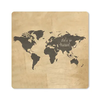 Produktbild von MuchoWow® Mauspad Mousepad Weltkarte - Vintage - Braun 20x20 cm - Mousepads - Maus Mat - Pad - Mausunterlage - Desk Mat - Bureauartikeln