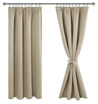 Obrázek produktu pro Zatemňovací závěsy sada 2 kusy - Neprůhledné - Tepelné závěsy - H 183 x Š 167 cm - Taupe - 100% polyester - Závěsy