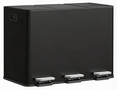 Imagen del producto de Contenedor de basura para cocina, de 3 compartimentos, sistema de separación de residuos, 45 litros (3 x 15 litros), con pedal