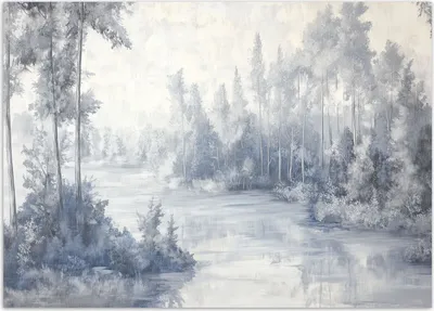 Produktbild von Vlies fototapete Fluss Natur Bäume 350x245 cm Feeby Blau inkl. Kleber einfache Montage