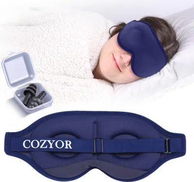 Produktbild von Schlafmaske 3D mit 100% Dunkelheit, weich, blau, elastisch, für Erwachsene und Kinder