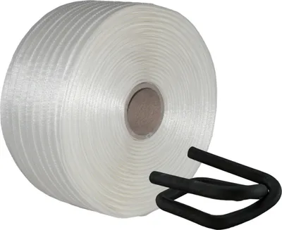 Produktbild von 19 mm Textil gewebt Umreifung Set Umreifungsband Phosphatiert Metallklemmen