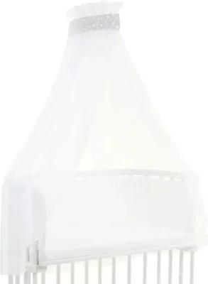 Produktbild von babybay Himmel Piqué mit Band passend für alle Modelle, perlgrau Punkte weiß