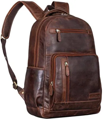 Produktbild von Leder-Rugzak 15,6 Zoll Braun Vintage Schultertasche