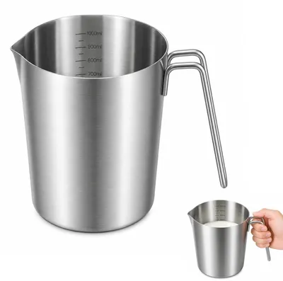 Edelstahl-Messbecher 1 l mit Skala und Griff, spülmaschinengeeignet