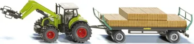 Produktbild von Siku Traktor mit Quaderballengreifer und Anhänger; 1946