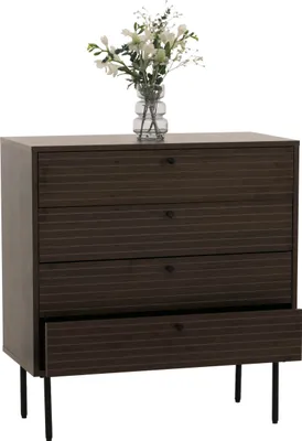 Obrázek produktu pro Komoda HWC-N78, příborník, 4 zásuvky, skandinávský styl kov dřevo melamin MVG 85x80x40cm  tmavě hnědá