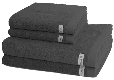 Produktbild von Ross Sinfonie 2 X Handtuch 2 X Duschtuch im Set Walkfrottee aus reiner Baumwolle 500 g/m², Hohe Saugkraft und flauschig weicher Griff, Gewebte Bordüre für elegante Optik
