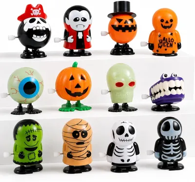 Imagen del producto de Regalos y detalles para fiestas: Set de 12 - Juguetes musicales de cuerda con temática de Halloween