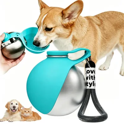 Hunde-Trinkflasche 285 ml mit Silikonnapf, blau