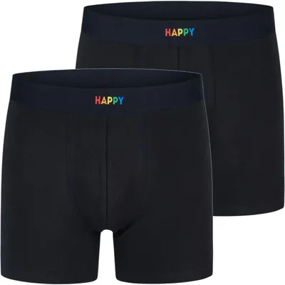Produktbild von Happy Shorts Herren Retro Boxer 2-Pack Jersey - black - Größe L