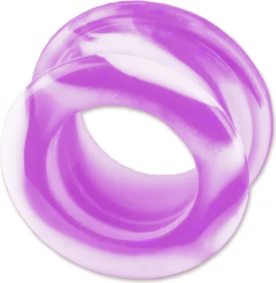 Produktbild von viva-adorno 1 Stück 8mm Flesh Tunnel Plug Ohr Piercing Marmor marmoriert Silikon flexibel verschiedene Farben Größe 6 - 30mm Z107,lila