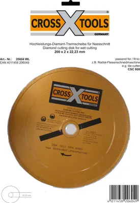 Produktbild von Cross Tools Diamantscheibe 200 mm x 2 mm x 22,23 mm; 20604