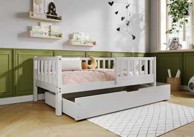 Obrázok produktu pre TIMBEE LENA Skriňová drevená postieľka so zásuvkou - sivá - 70x140 cm