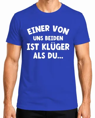 Productafbeelding van Een van ons is slimmer, grappig spreekwoord, humoristisch heren T-shirt, blauw, maat XL