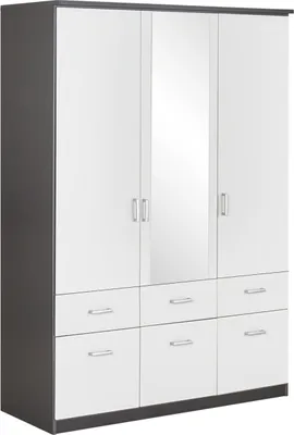 Produktbild von Kleiderschrank - Alpinweiß - Grau metallic - 136 x 199 cm - 3 Türen