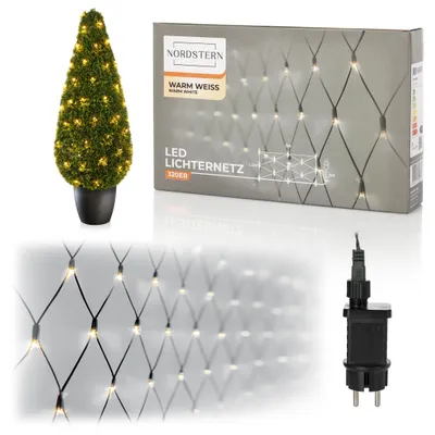Produktbild von Nordstern LED Lichternetz Warmweiß 320 LEDs - Lichtervorhang Beleuchtung für Innen & Außen 3 x 1,5 m - Für Weihnachtsbeleuchtung & Sternenhimmel