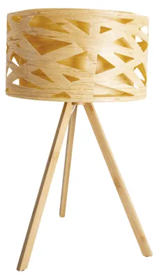 Produktbild von Tischleuchten - Tischleuchte "FINJA" mit Bambus h: 55cm, Tischlampe im Scandi Style, aus Holz und Kunststoff in natur, 55 cm hoch, Ø 33 cm, E14-Fassung – Schnurschalter