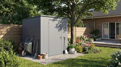 Produktbild von Weka Metall Gerätehaus Gary Gr. 3, anthrazit, BxT 187x187, KI-generiertes Bild