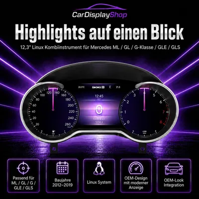 Produktbild von 12,3" Digitaler Tacho ML / GL / G-Klasse / GLE / GLS ML/GL 2012–2015 · G 2013–2018 · GLE 2015–2019 · GLS 2016–2019