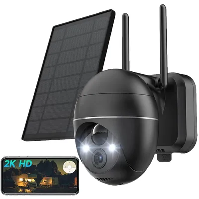 Produktbild von 3MP Solar Überwachungskamera Aussen Wi-Fi 360° PTZ Kamera Outdoor mit Kabellose Solarpanel Farbnachtsicht PIR Erkennung Sirene/Weißlichtalarm