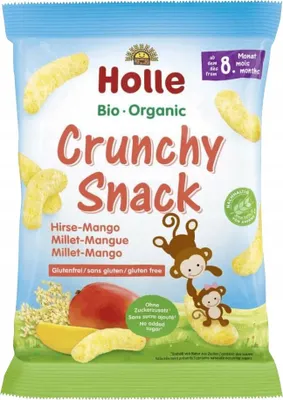 Zdjęcie produktu dla CHRUPKI JAGLANE O SMAKU MANGO BEZ DODATKU CUKRÓW BEZGLUTENOWE OD 8 MIESIĄCA25 g - HOLLE