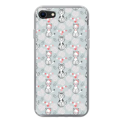 Produktbild von MuchoWow® Handyhülle Schutzhülle Hülle für iPhone SE 2022 Muster - Katze - Herz - Mädchen - Kinder - Mädchen Silikon Softcase Handy Hülle - Schutzhülle