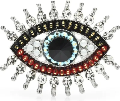 Immagine prodotto di Camerazar Spilla a forma di occhio con zirconi e perline in argento