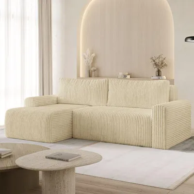 Produktbild von Ecksofa MILO LARGE mit Schlaffunktion und Bettkasten, linke Ecke - TILIA 08