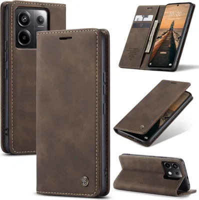 Image de Xiaomi Redmi Note 13 Pro 5G Housse, rétroPolyuréthaneétui en cuir avec stand fonction de protection pour Xiaomi Redmi Note 13 Pro 5G cuivre