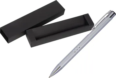 Produktbild von Kugelschreiber aus Metall / mit Pappetui / Farbe: silber
