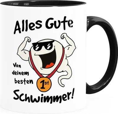 Produktbild von Kaffee-Tasse Alles Gute von deinem besten Schwimmer Spermium Geschenk Papa Vatertag Geburtstag lustige Kaffeebecher MoonWorks® schwarz Keramik-Tasse