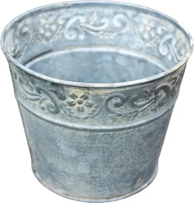 Produktbild von Blumentopf aus Zink, Shabby Chic Stil, 11 cm Höhe, 13 cm Durchmesser oben