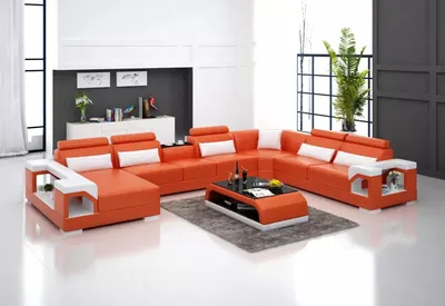 Produktbild von Design Ecksofa Wohnzimmer Möbel Moderne Eckcouch Lederpolster Couch Sofa Leder