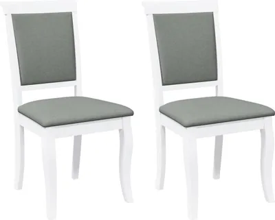 Produktbild von Esszimmerstühle mit Kissen 2 Stk. Weiß Massivholz Gummibaum