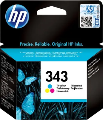 Zdjęcie produktu dla HP 343 oryginalny wkład atramentowy trójkolorowy, Standardowa wydajność, Cyjan, Purpurowy, Żółty, Atrament barwnikowy, 1 szt., 330 stron(y)
